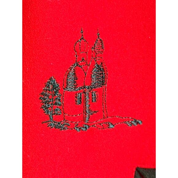 VTG 1970s Salzburg Austria Red Wool Cape Cloak Hooded Embroidered 38 - Picture 5 of 16